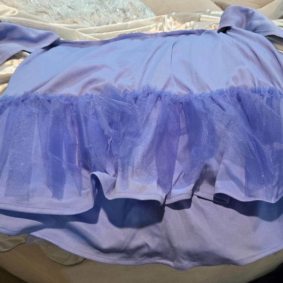 Silver/Blue Metallic Ruffled Fit & Flare Dress Juniors 14 *NWT $169 - Picture 8 of 9